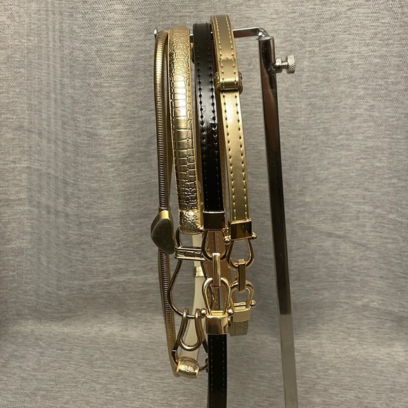 unkno Accessories - Skinny Belt Lot - Gold & Black